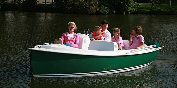 For sale on the stand for corporate customers: Grove Boats (top) & Ruban Bleu's Ace (bottom)