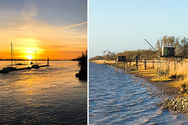 The Banks of the Dordogne by day and at sunset