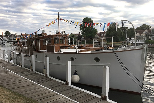 "Karaboudjan" moored near the Leander rowing club