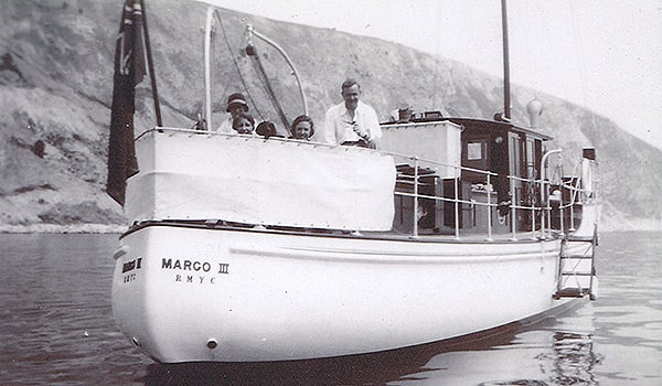 "Margo III" off the Mediterranean coast in the mid 1930s with her original owners on board.