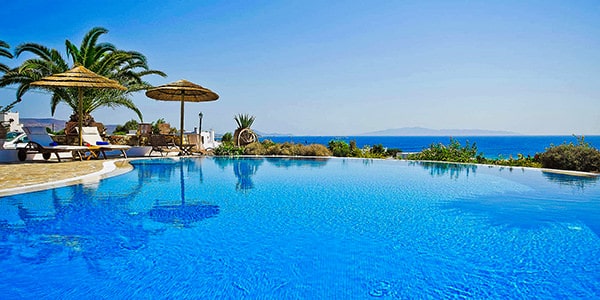 Pool side at Kavos Boutique Hotel Naxos.