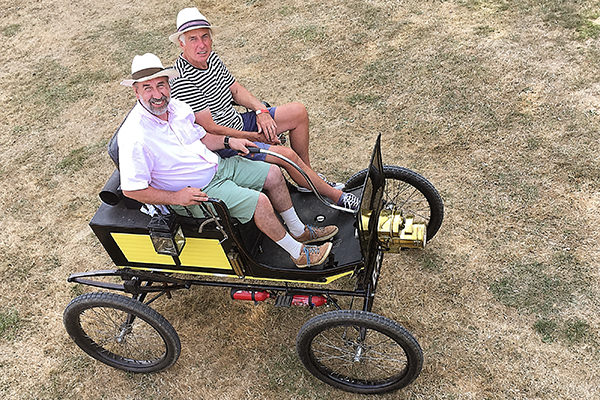 A steam car driven by the engineer from the "Windsor Belle".