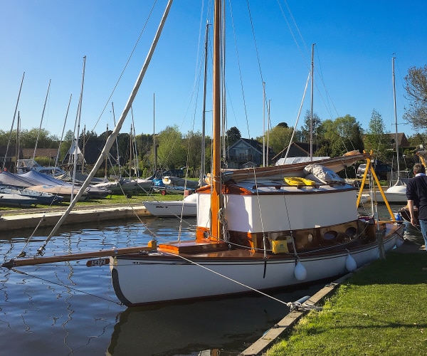 Beautiful wooden boat at the Horning Boat Show
