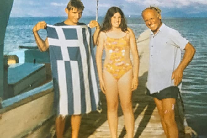 Yorgos, his dad Nikos and I in Corfu, 1971.