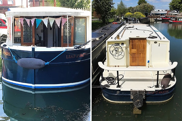 "Leap of Faith's" forward deck (left) and her aft deck (right)