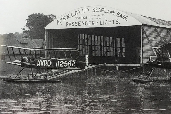 The seaplane shed constructed by A. V. Roe on Borwicks’ ground at Windermere.