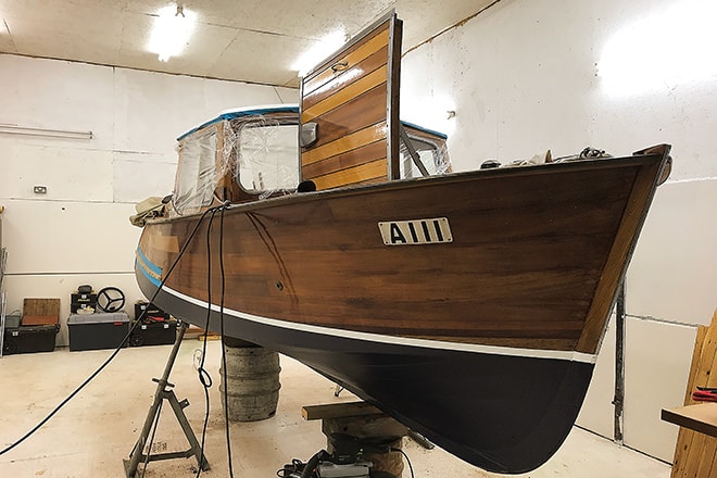 "Babymore" awaiting her new solid mahogany dash.