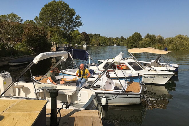 Some of our fleet downstream from Wallingford on its way back to Beale Park Boat Storage.