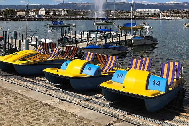 Les Corsaires' brightly striped pedalos