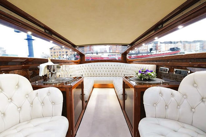 The beautifully elegant interior of the "Thames Limo"