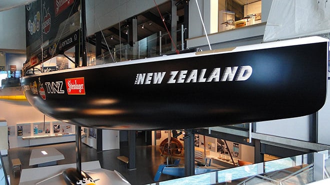 The Black Magic (NZL 32) on display at the National Maritime Museum, New Zealand in Auckland.