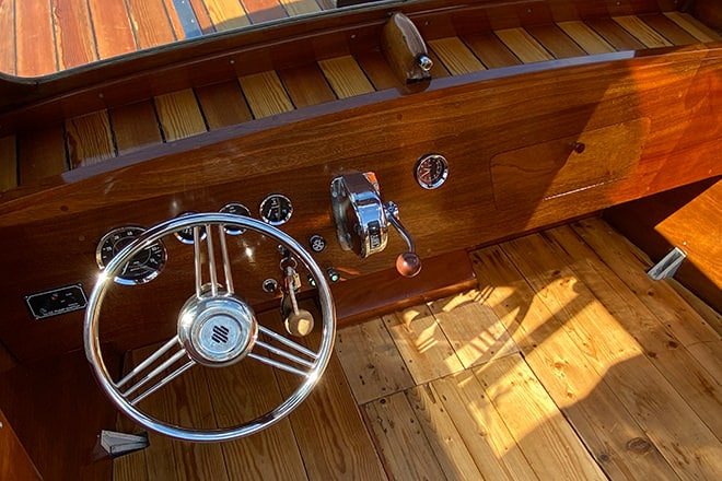 Dashboard (incorporating a new glove box) built from scratch by our very own Ellie to replace a seventies vinyl covered ply version.