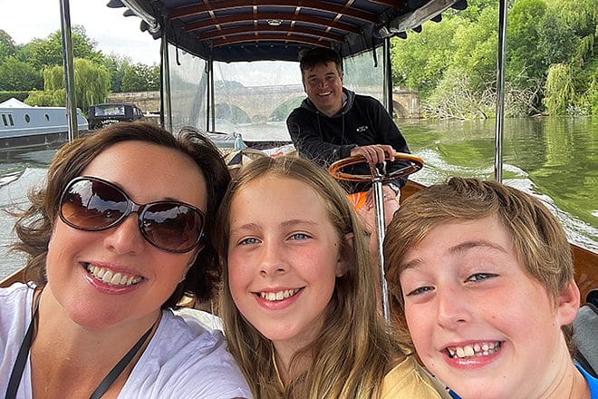 Gail and her family on one of our self-drive boats.