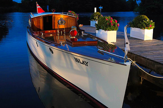 Adam's prize winning Gelyce-class boat at the Thames Traditional Boat Festival.