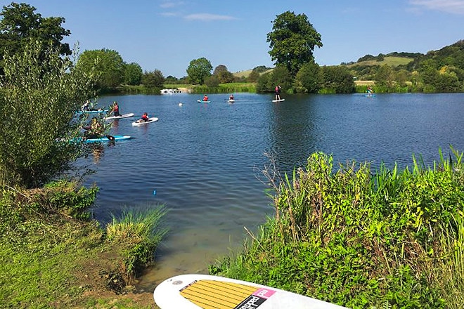 Paddleboarding on Beale Park lake