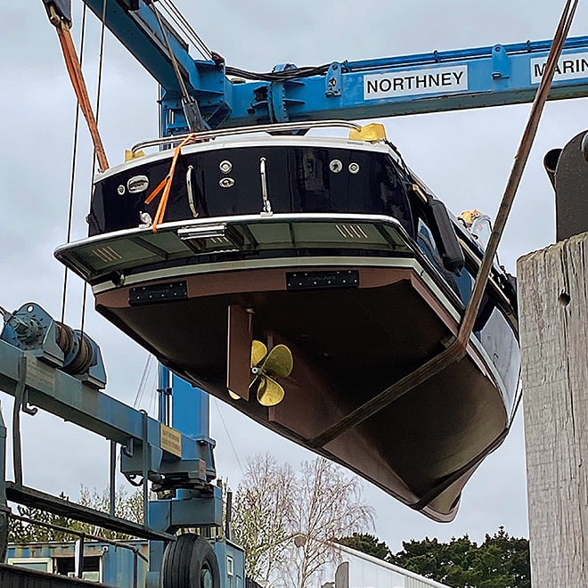 Our most recent PTS 26 ‘Blue Fin’ was launched in late March at North Northney Marina on Hayling Island.