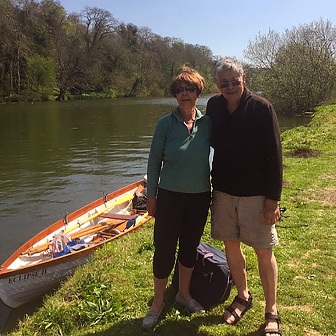 The Powells enjoying a lovely day out on their skiff.