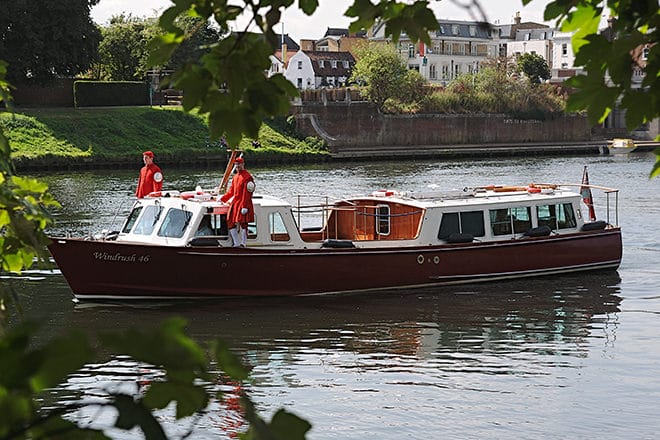 'Windrush 46' pictured here complete with Thames Watermen in full regalia.