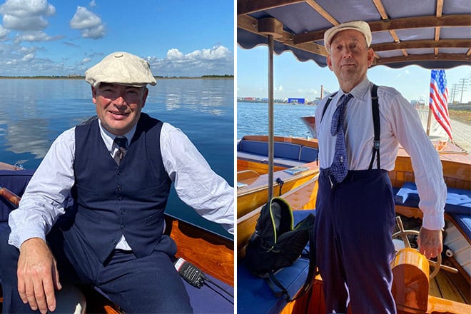 Our skippers in their costume ready for filming.