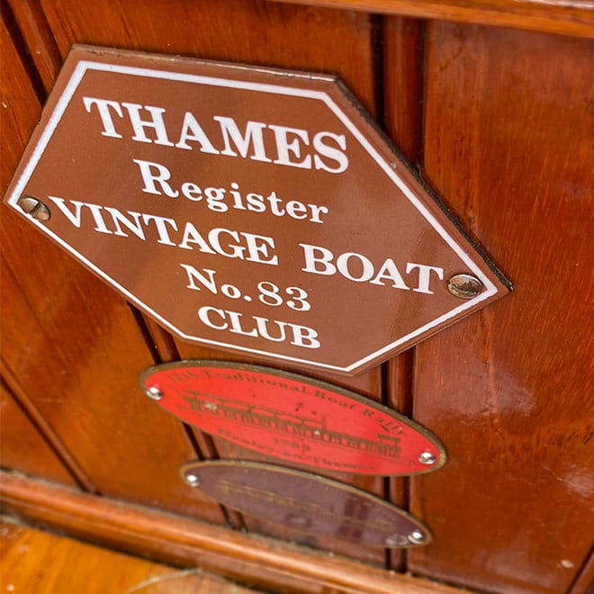 Thames Vintage Boat Club plaque