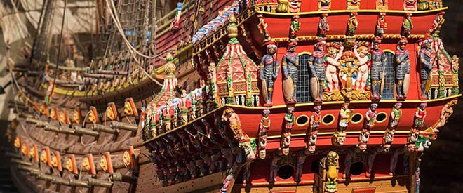 A model of 'Vasa' which can be found at the Vasa Museet.