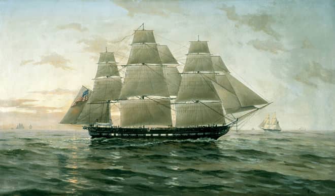 USS Chesapeake - a painting by F. Muller