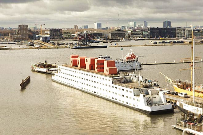 Amstel Botel - a modern 3-star hotel/boat hybrid moored on a lively spot on the riverbank