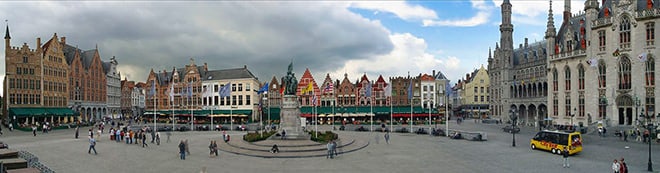 The 'Markt' is Bruges' town market square - located in the heart of the city.