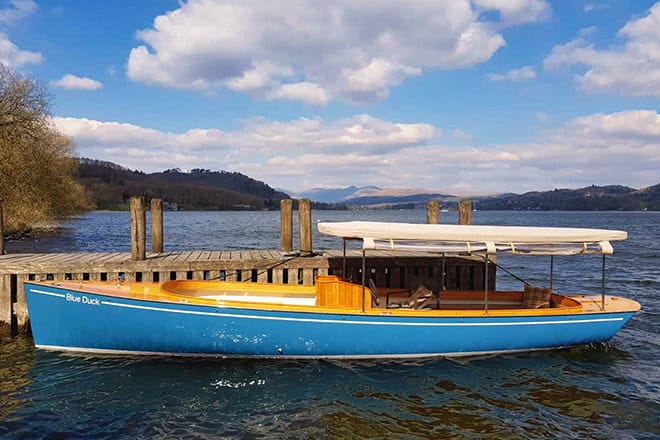 The Windermere open electric launch is a beautiful example of an electric contemporary classic.