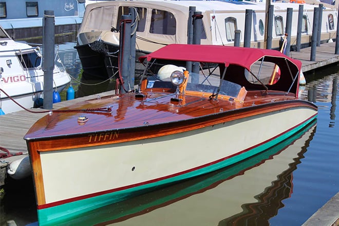 "Tiffin" - a fabulous Woottens slipper stern launch