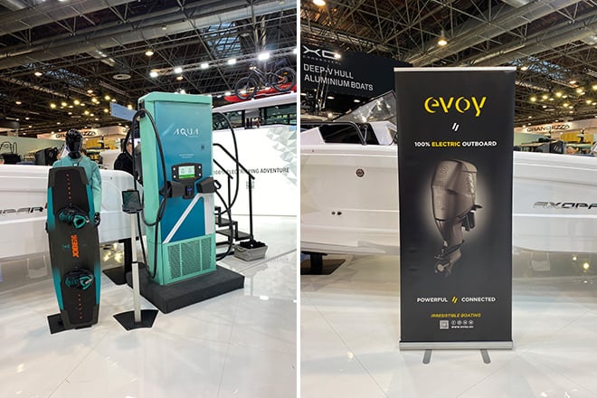 Novelty at BOOT in Dusseldorf
Jobe Prolix Wakeboard (left) / (right) an Evoy electric outboard