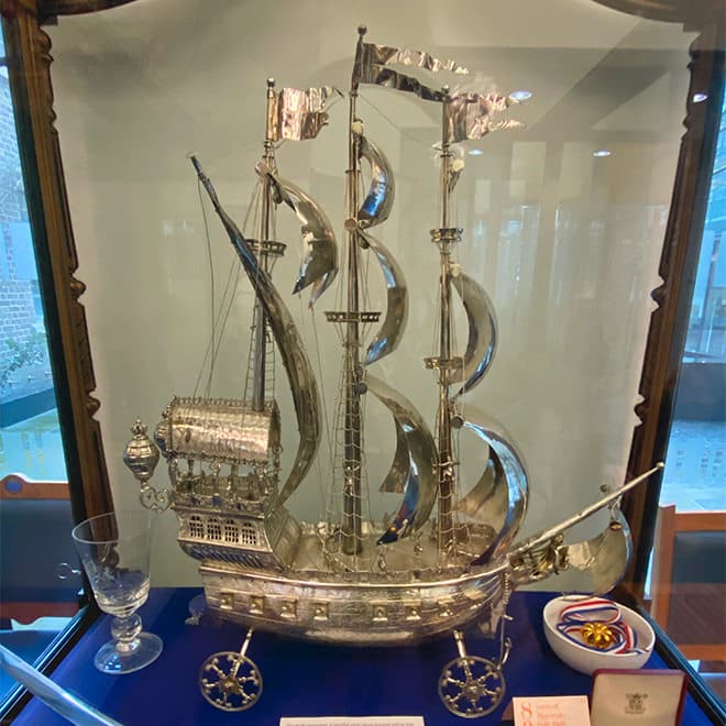 Shipwrights' silver ship at the London Guildhall