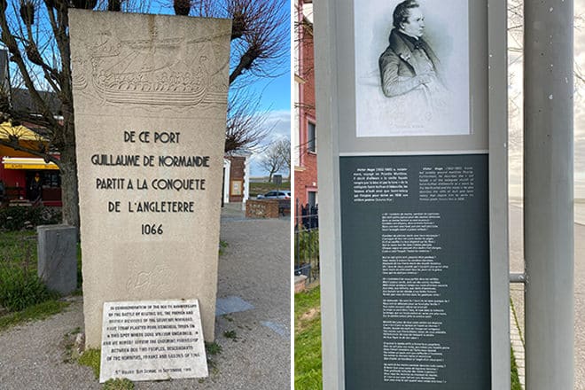 Commemoration stone (left)
Quotations of Victor Hugo's poetry (right)