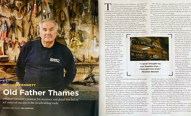 An article about Michael Dennett features in Classic Boat Magazine's June 2023 issue.