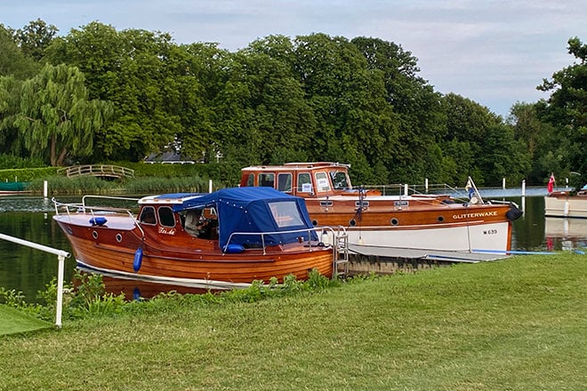 'Frida' and 'Glitterwake' moored at the Thames Traditional Boat Festival