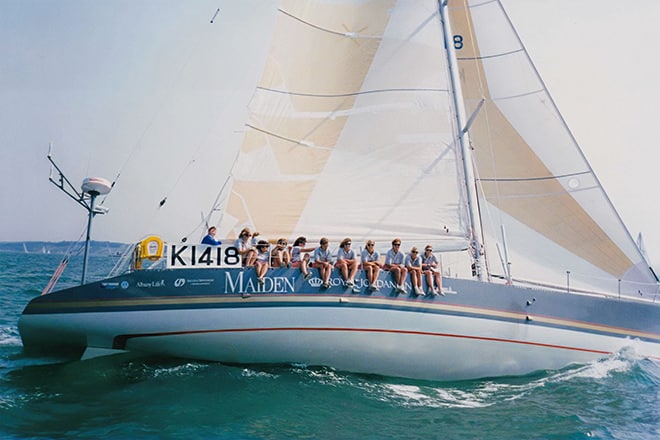 'Maiden' at sea with her all-female crew starboard