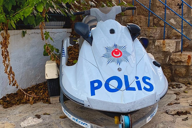 A Turkish police jet-ski