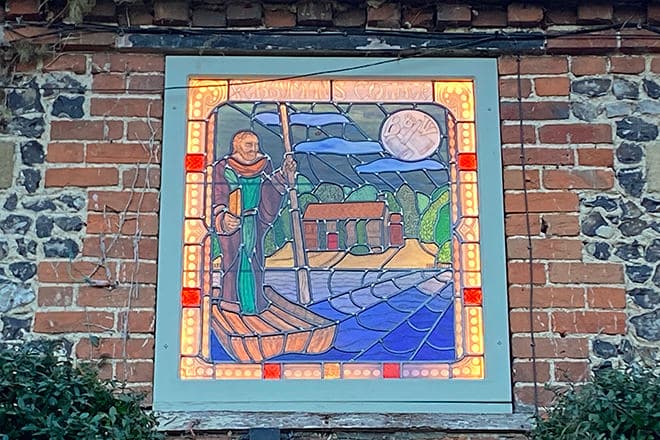 Stained glass work installed at The Ferryman's Cottage at The Beetle & Wedge.