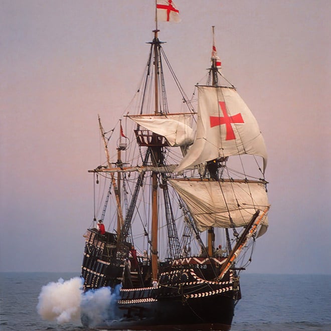 In their ship-to-ship assaults, the artillery crew aboard 'The Golden Hinde' targeted the masts, sails, and rigging, strategically aiming to immobilise the enemy vessel and hinder its escape.