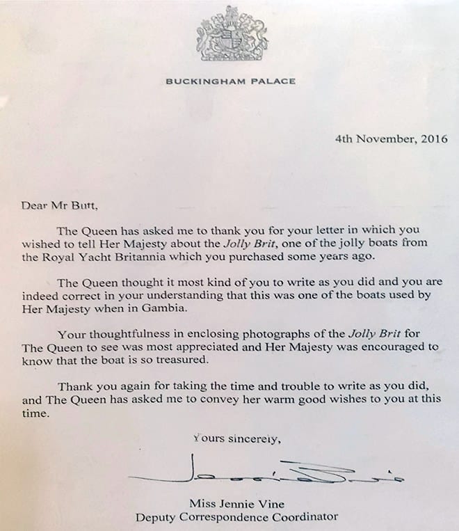 A letter from Her Majesty The Queen Elizabeth II