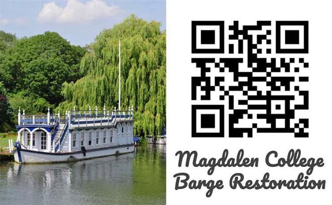 This QR code links to the GoFundMe page and accepts donations for the barge restoration.
Photo credit: Newbury Today (www.newburytoday.co.uk)