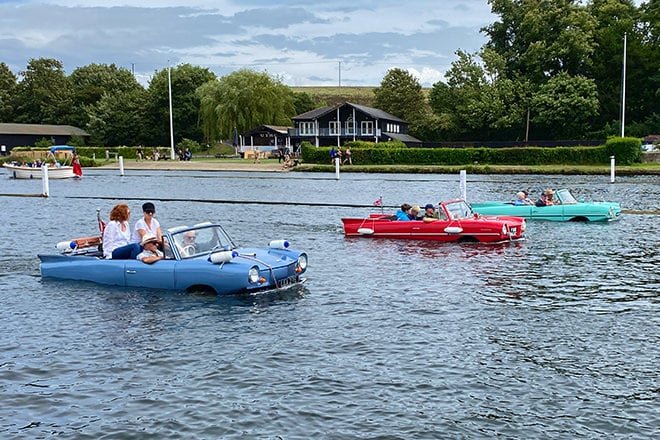 This trio of amphi-cars caused quite the spectacle at the Thames Traditional Boat Festival this year.