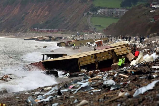 2007 - Goods from the sunken MSC Napoli washed ashore