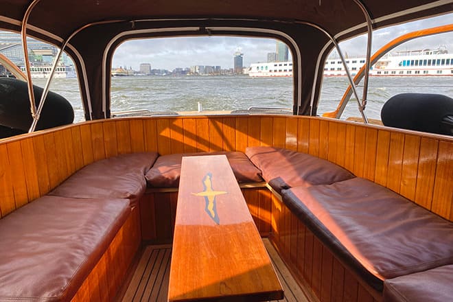 The view from 'Albatros'' aft cockpit in Amsterdam