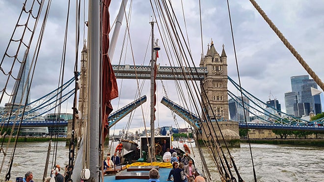 Tour the heart of London on a traditional Thames barge