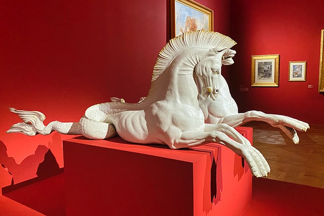 The hippocampi exhibit in the 'Horse in Majesty' exhibition at the Château de Versailles