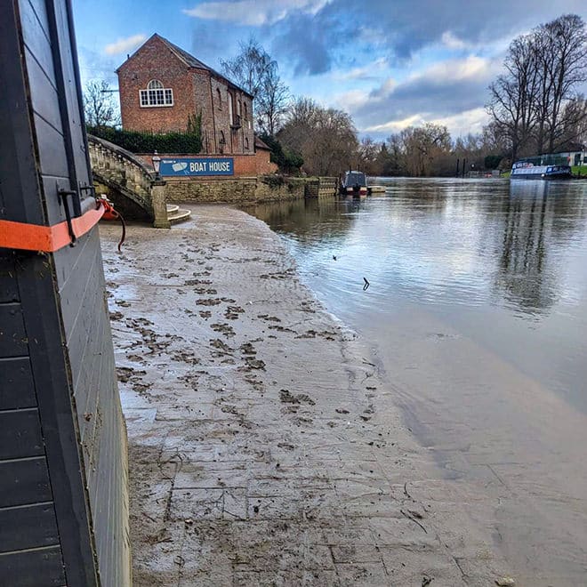 Pure Boating's Wallingford boat hire location cleared, ready for winter hibernation.